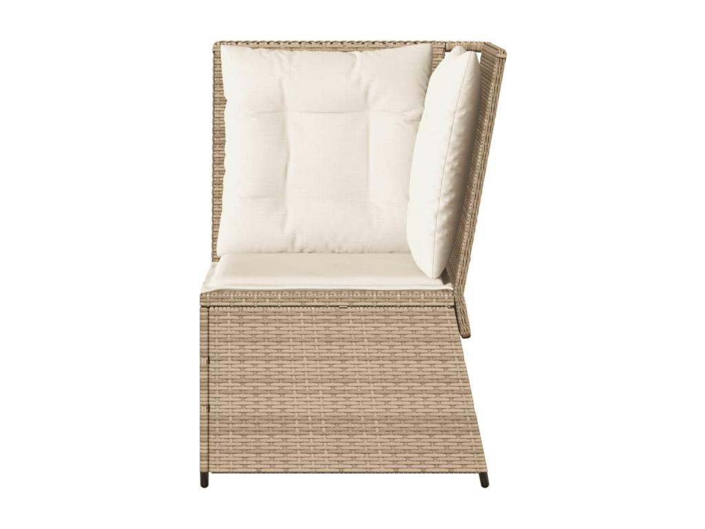 Garden corner sofa with beige cushions, woven resin 32776EPAI
