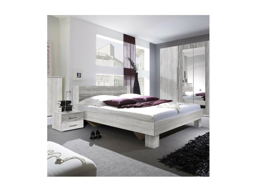 Adult bed 160x200 Calmetop collection - Calmetops integrated bedside tables - Light grey and dark grey 98169TYOL