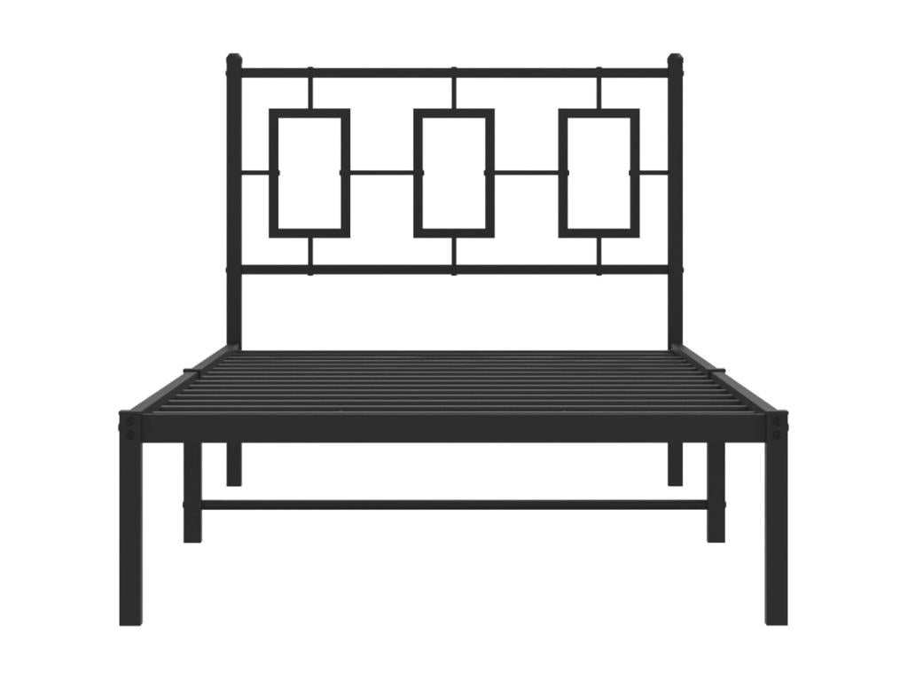 Metal bed frame with black headboard 90x190 cm 13347CXZW
