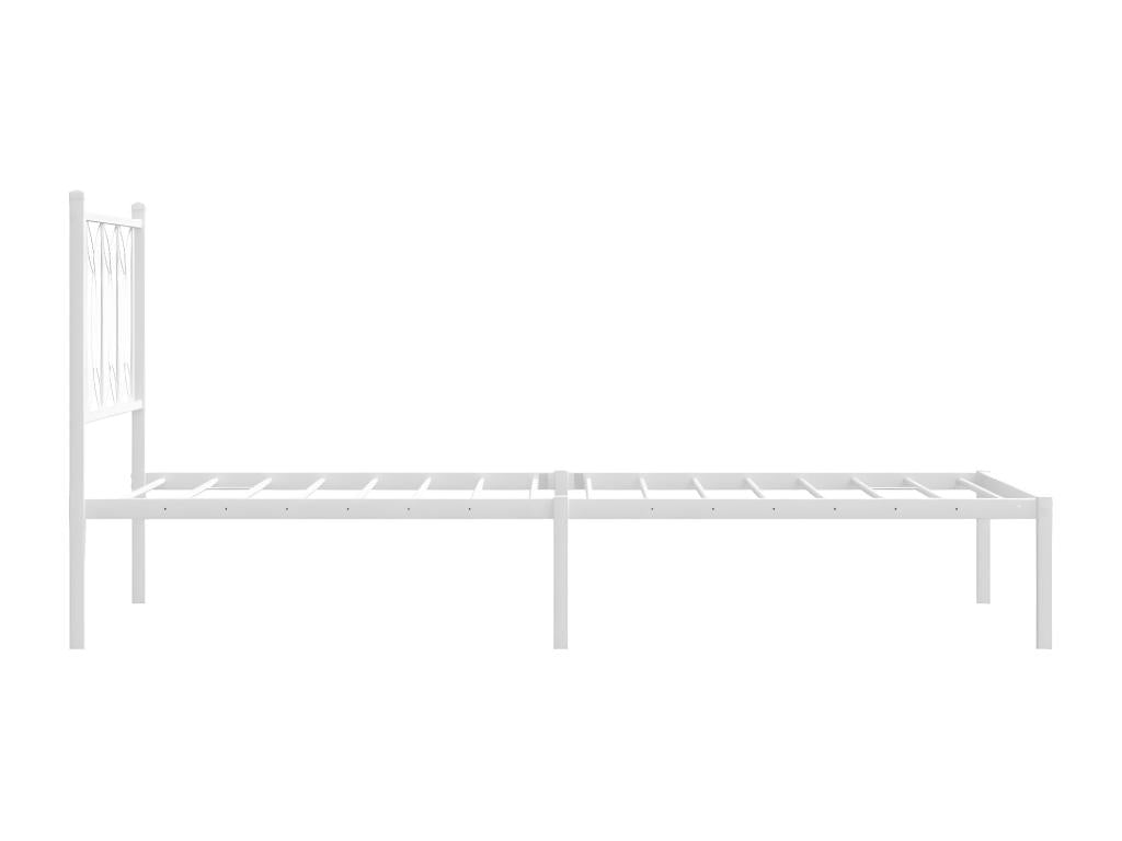 Metal bed frame with white headboard 90x190 cm 58622FQCM