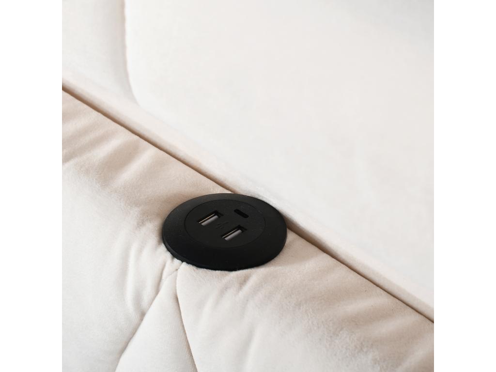 160x200 cm storage bed with large headboard - upholstered in velvet - LEDs and USB port - Beige 04125SIUN