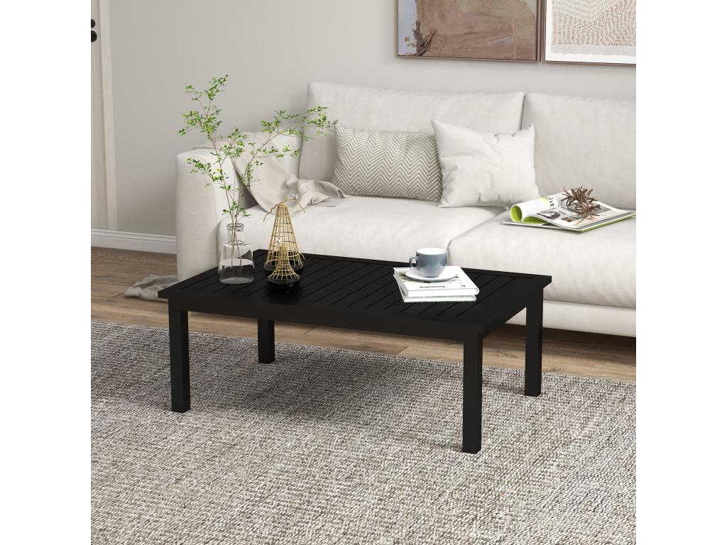 Rectangular garden coffee table with top, available at Nidchicshop, dimensions: 100L x 60W x 37H cm, black aluminum non-slip feet, 99561IRGY