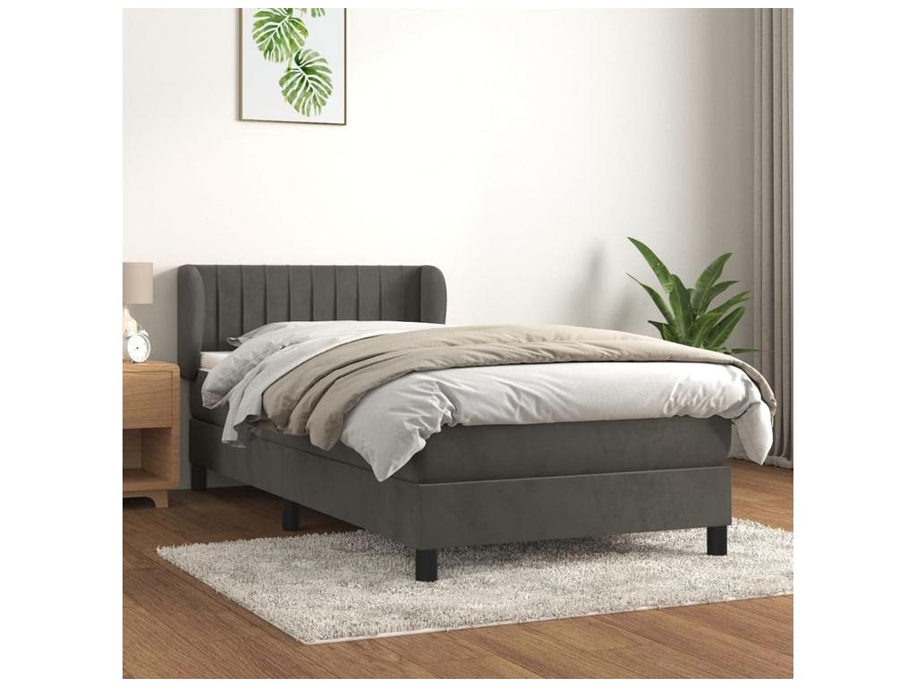 Calmetop bed base with mattress, dark grey, 100x200 cm, 28781XFTJ