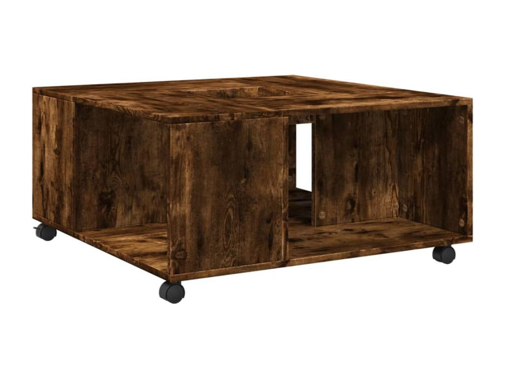 Smoked oak coffee table 80x80x40 cm engineered wood 28575IKWY
