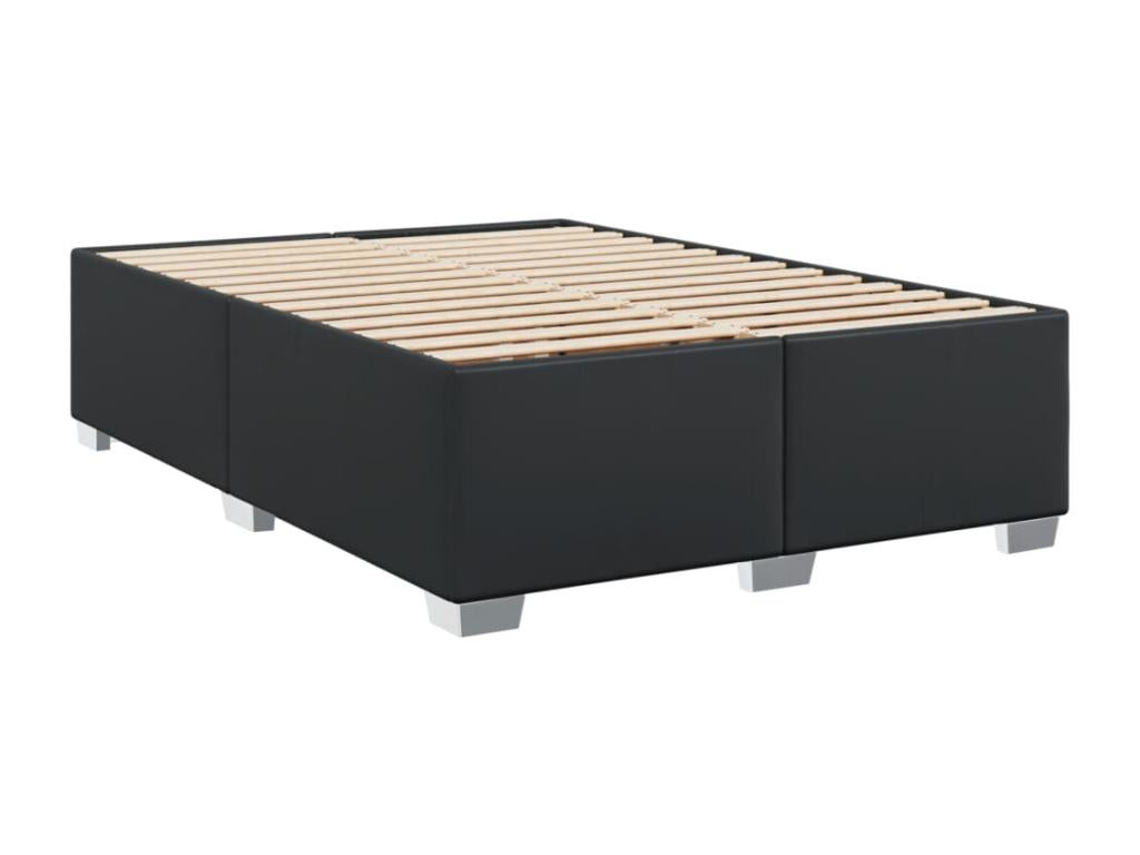 Black faux leather bed frame without mattress, 140x190 cm, 73709JNUO