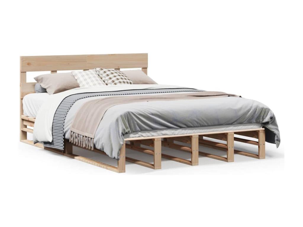 Bed frame without mattress 140x200 cm solid pine wood 84965PWOG