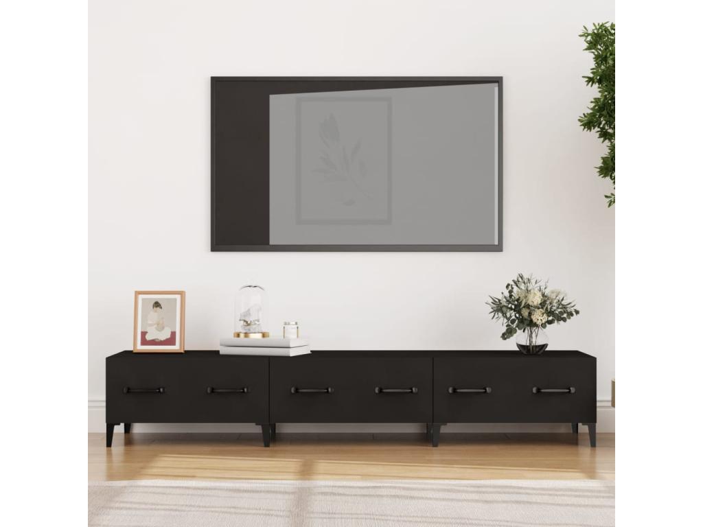 Black TV stand 150x34.5x30 cm Engineered wood 75098SQII