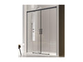 Shower enclosure with 2 fixed glass panels and 2 sliding doors, GLASÉ finish, matte black profile, 185 cm, 23982WVZY
