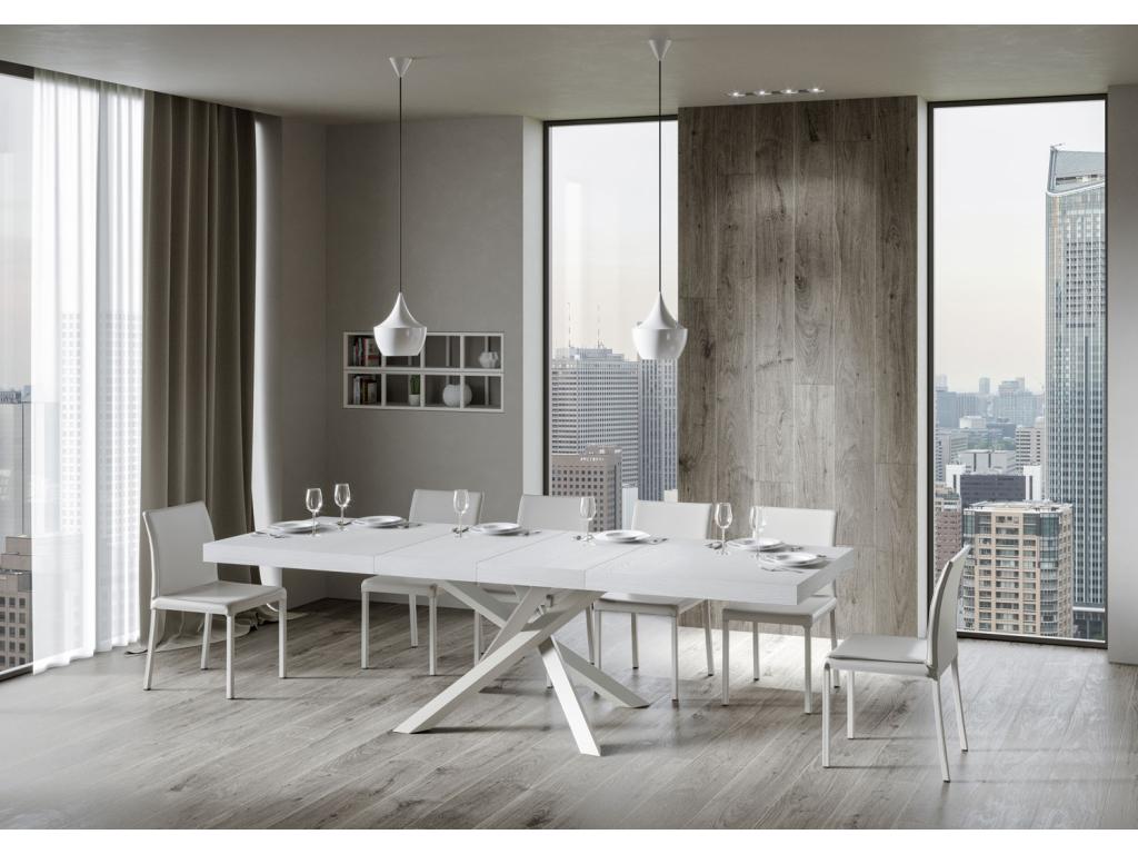 Extendable table 90x180/284 cm Nidchicshop White Ash with white frame 48345HZZI