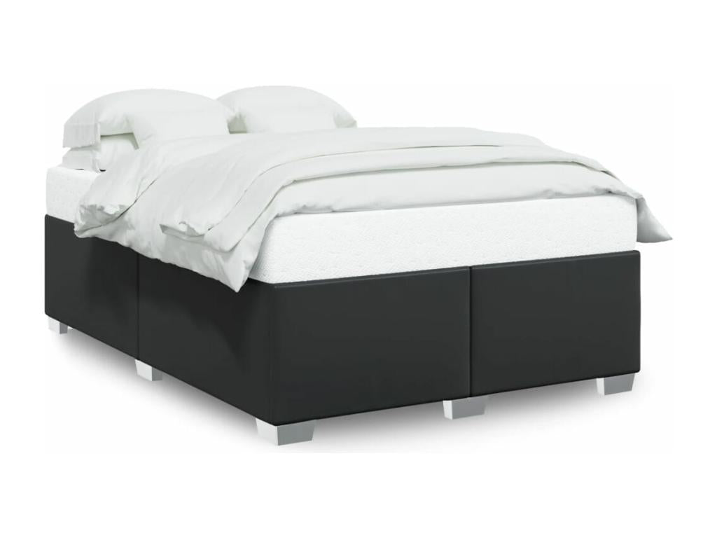 Black faux leather bed frame without mattress, 140x190 cm, 73709JNUO