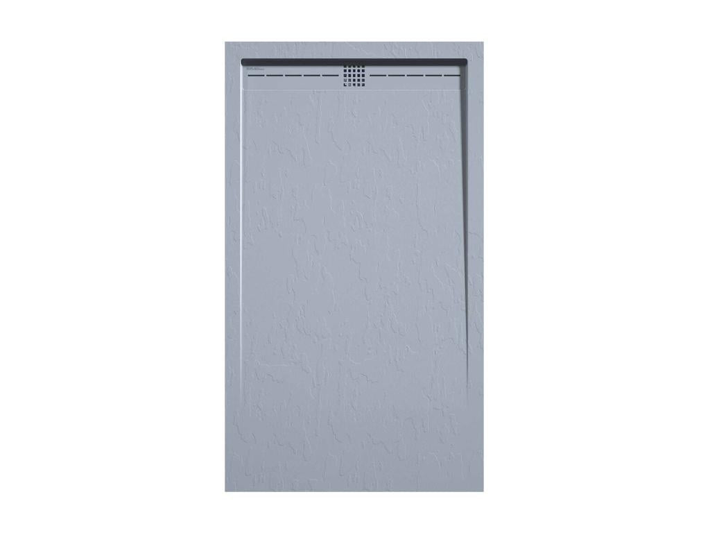Nidchicshop Grey Slate Finish Shower Tray with Colored Drain - 130x90 cm 55113QAUC