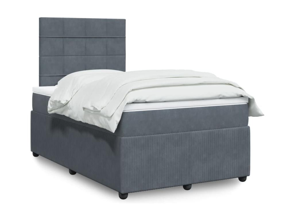 Nidchicshop bed base and mattress, Dark Grey 120x200cm Velvet 75871WRFE