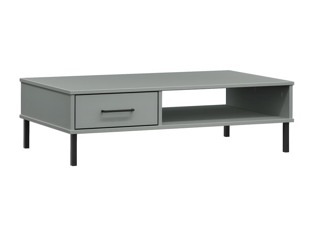 Coffee table with metal legs, grey solid pine wood, Bohometop 79651PVDC