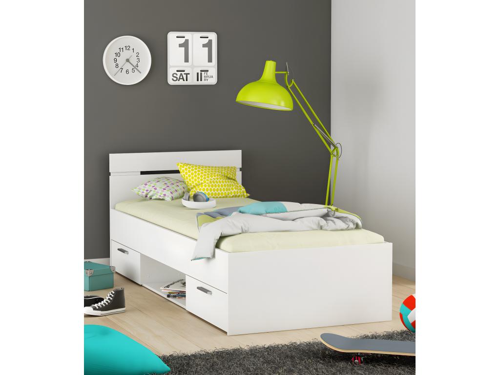 Children's bed with storage, matte white - 94.5x74.2x204.3 cm 07305GMCH