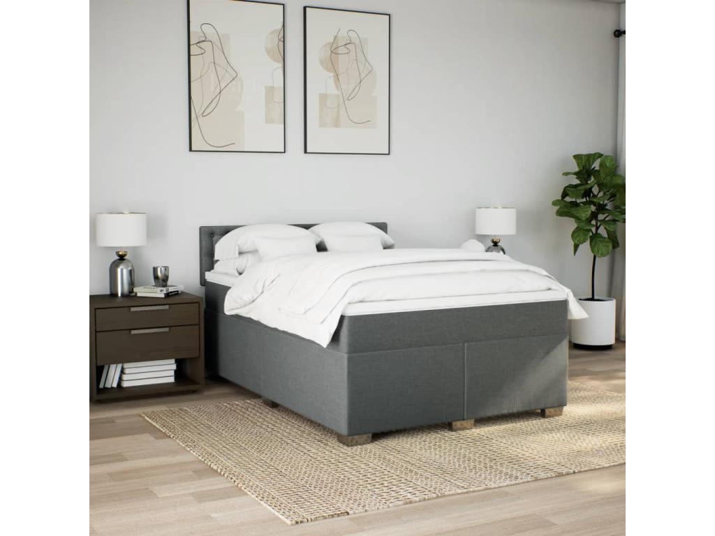 Nidchicshop bed base with mattress, dark grey, 140x200cm, fabric, 20499DNDM
