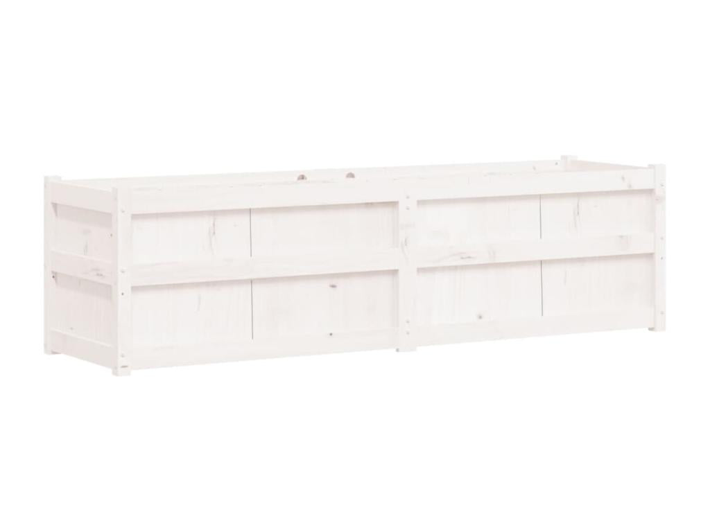 White planter 180x50x50 solid pine wood 89562NYNM