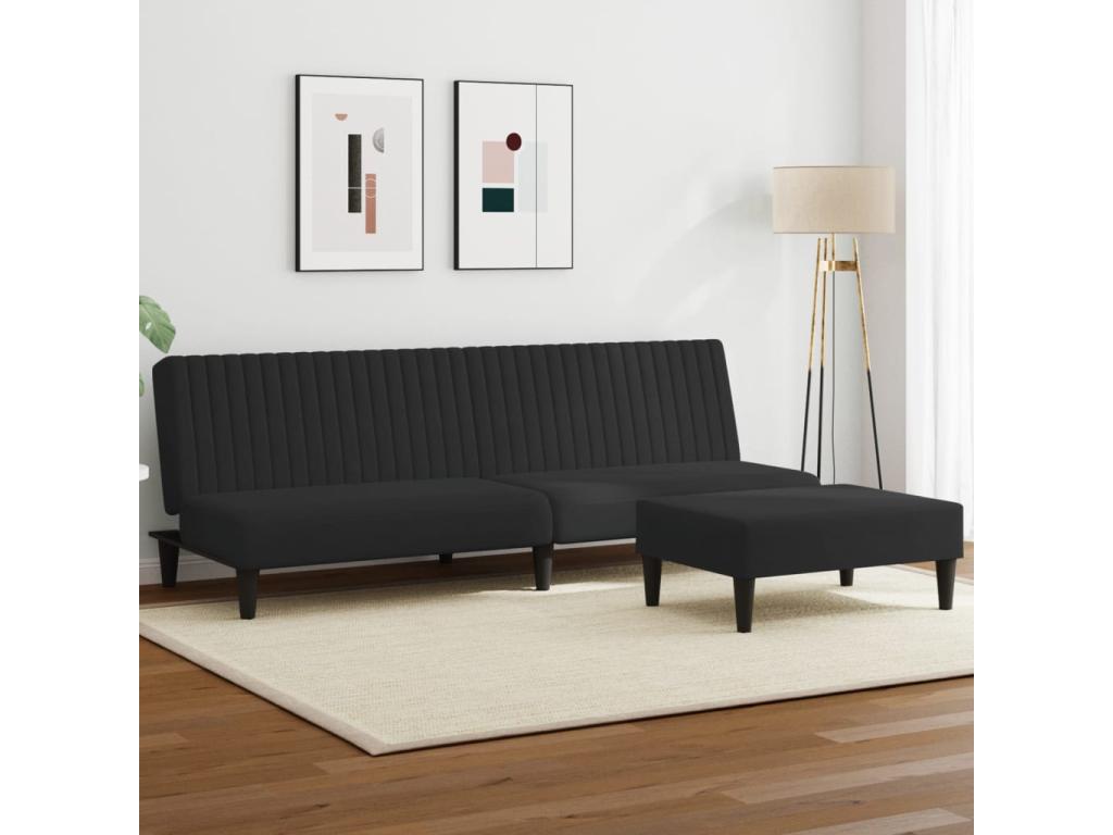 2-piece black velvet sofa set 94515LCQJ