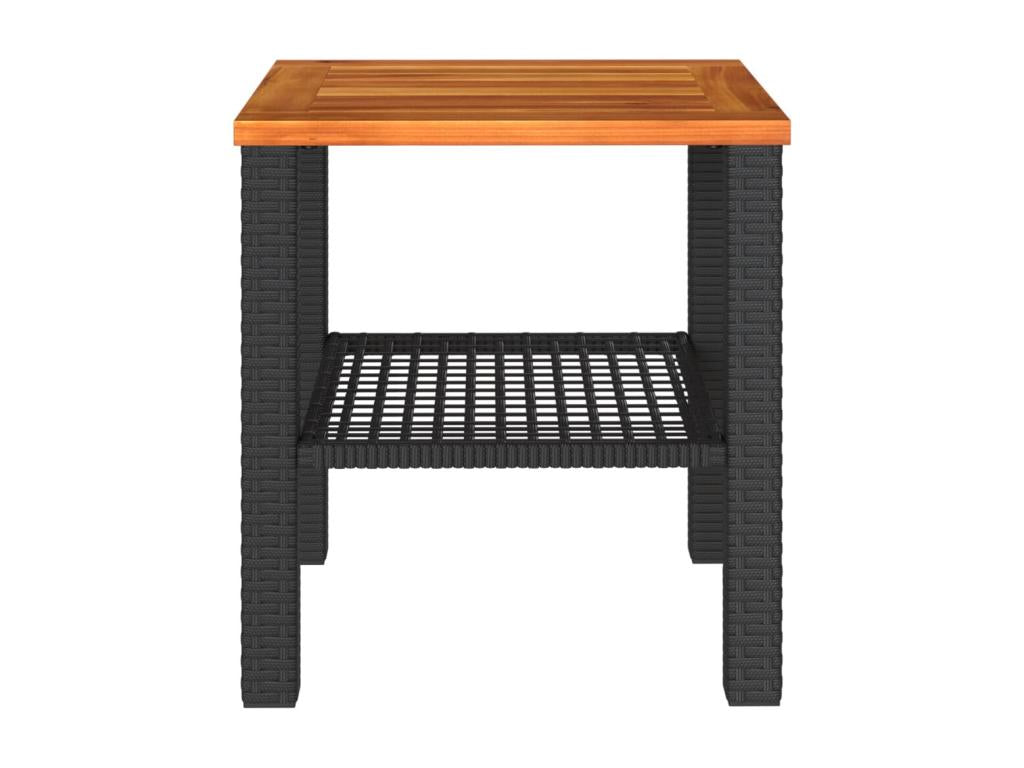 Nidchicshop - Black garden table 40x40x42 cm, woven resin and wood, Nidchicshop 26997QCAD