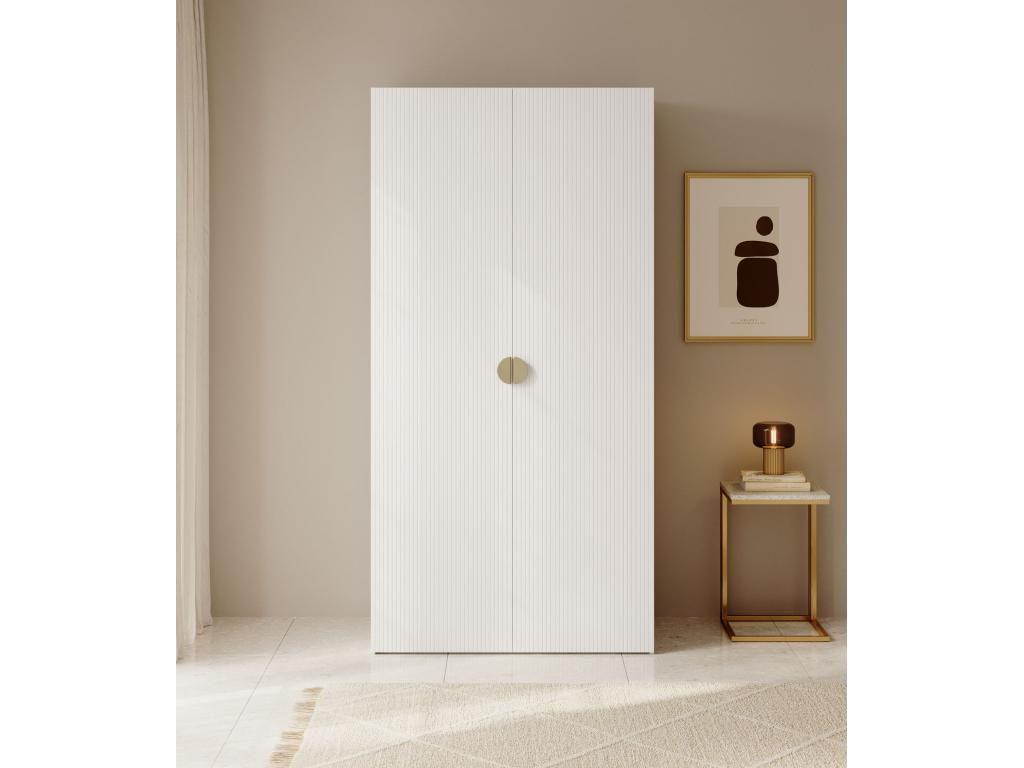 2-door wardrobe with hanging rail - 100 cm - white - Nidchicshop 60239IEAG