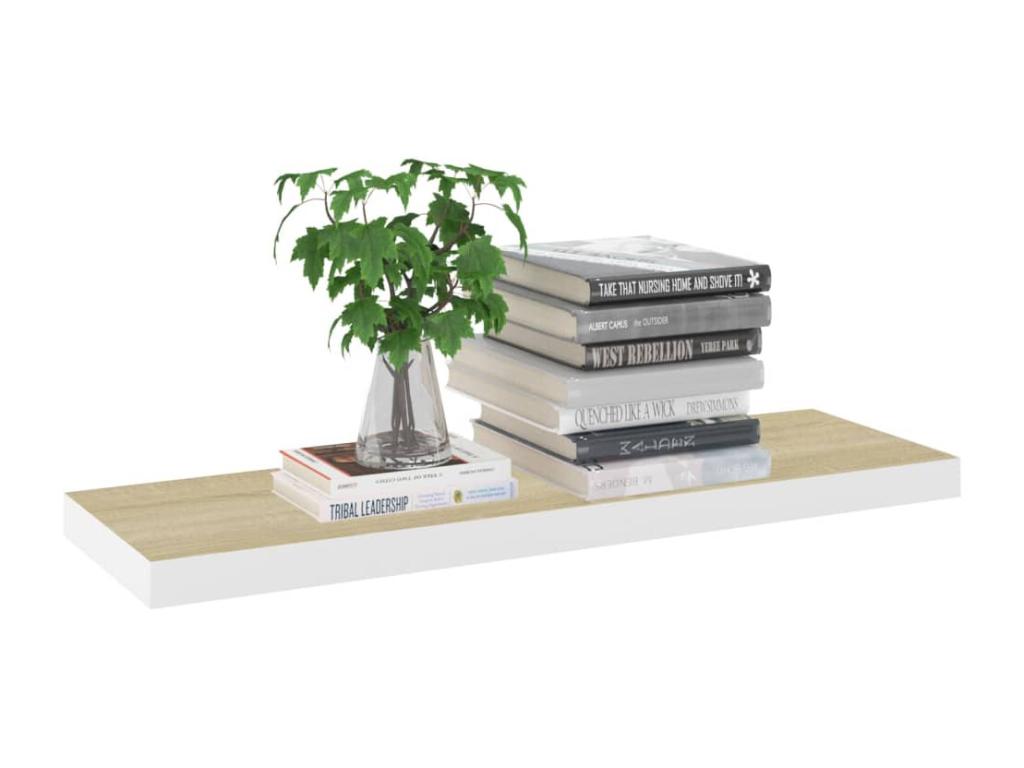 Floating shelves, 4 pcs, oak and white, 80x23.5x3.8 cm, Nidchicshop 73310NECG