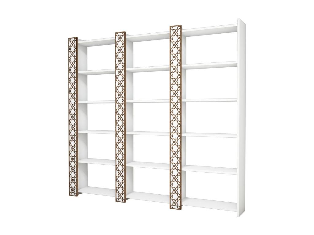 Nidchicshop 3-Shelf Bookcase, 184cm Long, Wood and White, 85833ZMTV