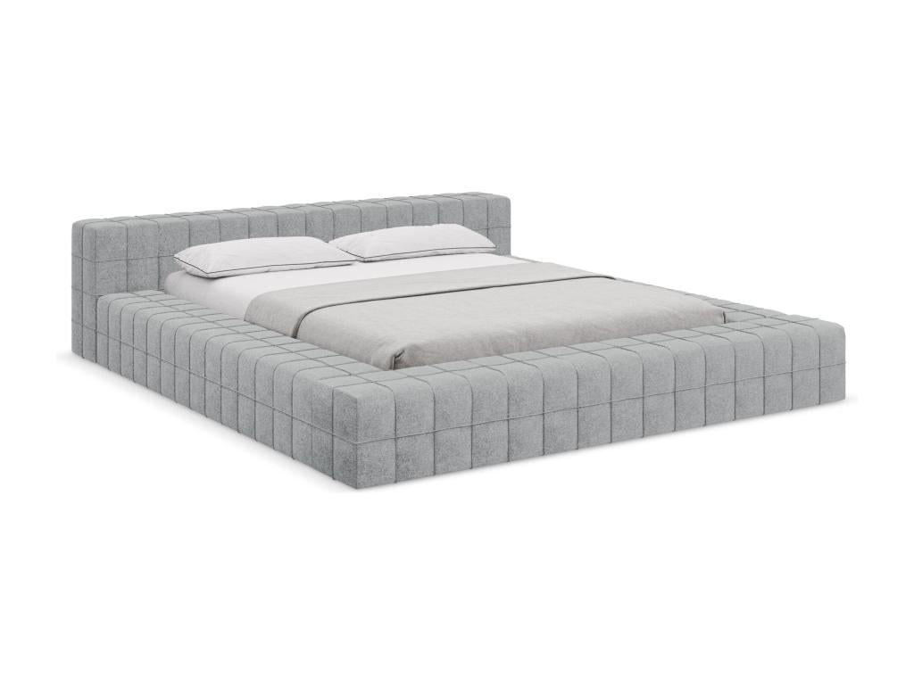 Upholstered bed in bouclé fabric 140x200 - silver - Nidchicshop 82772MDJL