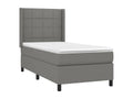 Upholstered bed base with mattress, dark grey, 100x200cm, fabric, 64694SBMZ