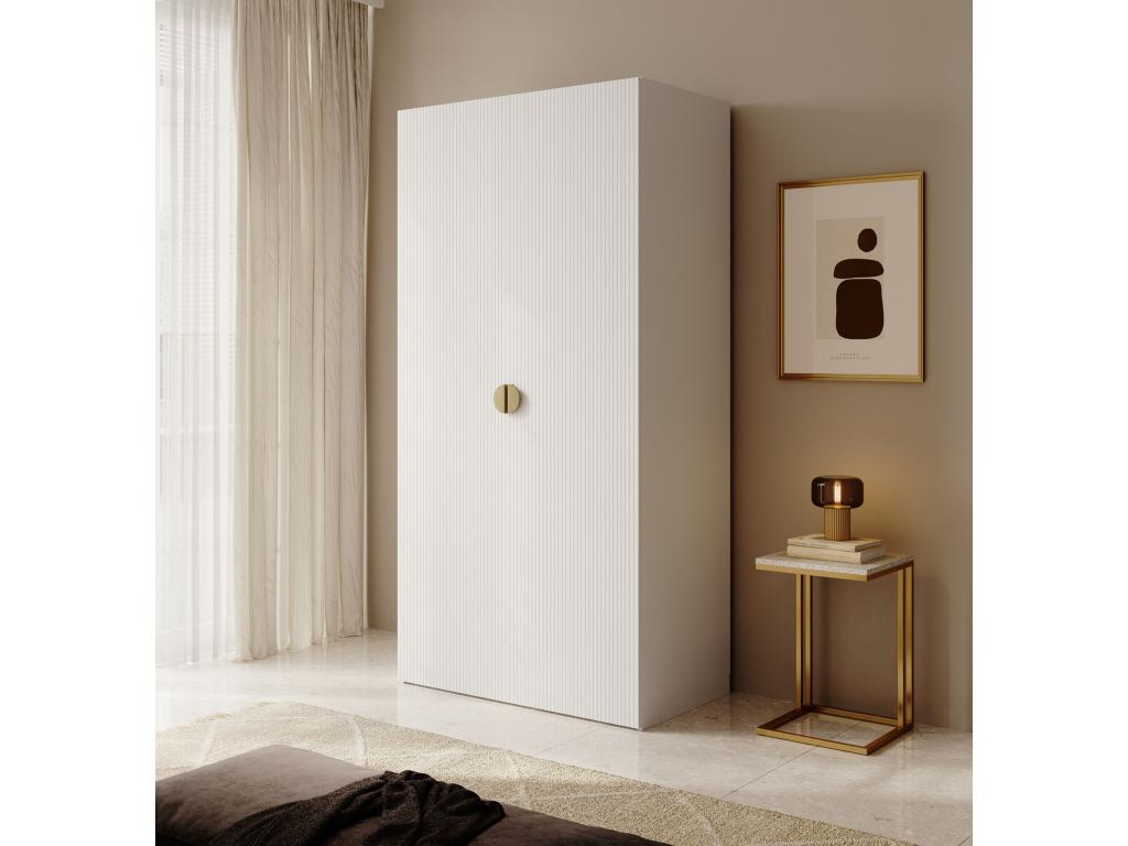 2-door wardrobe with hanging rail - 100 cm - white - Nidchicshop 60239IEAG
