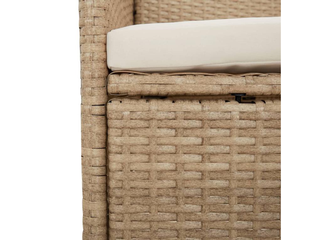 9-piece beige poly rattan garden dining set and cushions 47207XGFI