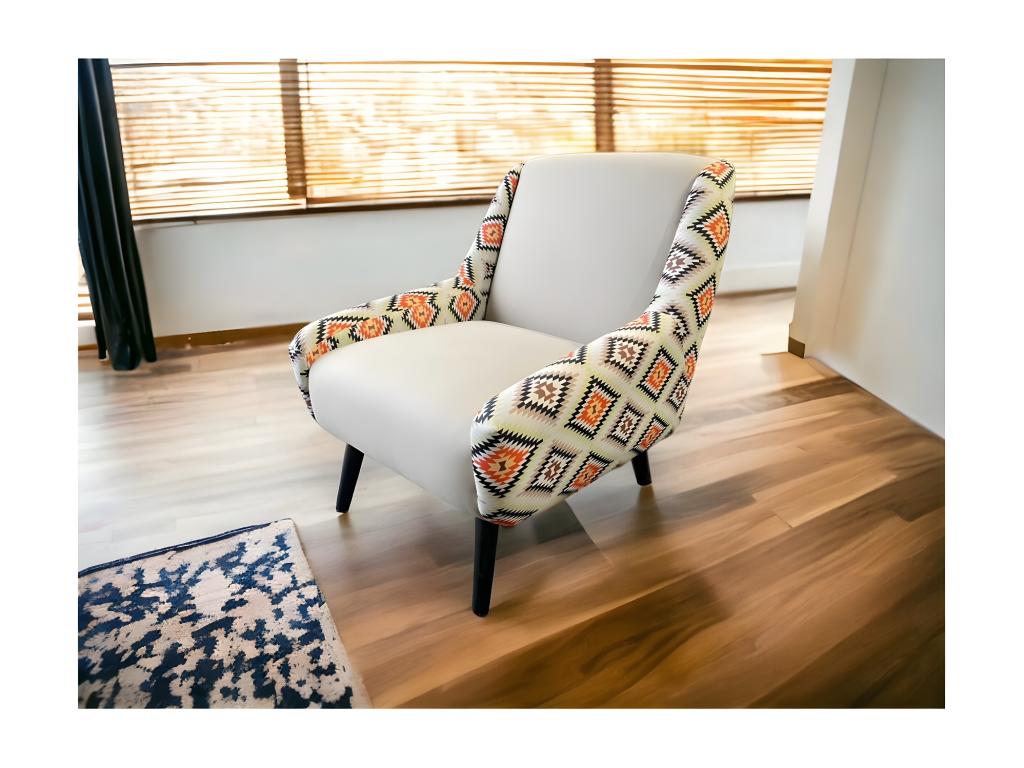 Calmetop - Retro armchair in two-tone ethnic fabric Calmetop 27177RADB