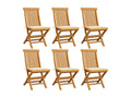 Garden chairs and cream cushions, set of 6, solid teak wood, 07655IFDJ