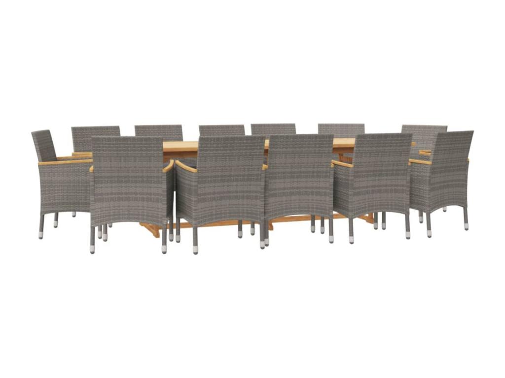 13-piece garden dining set with cushions, grey, 50774FDKZ