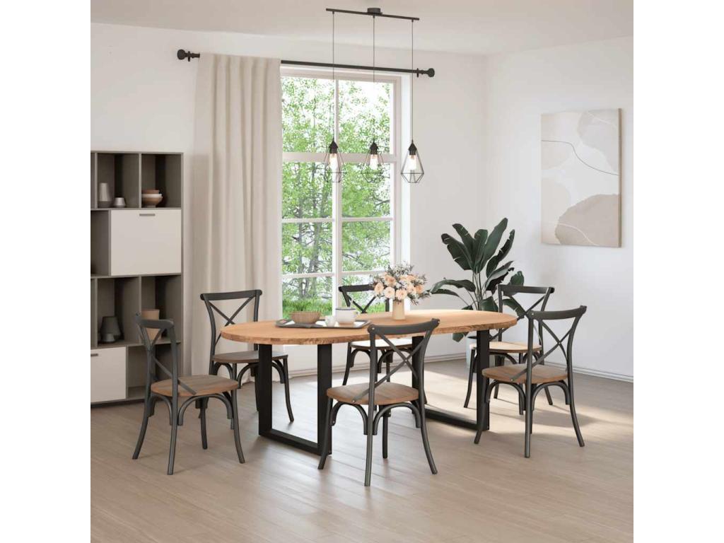 Oval dining table, 220x100x74 cm, solid oak wood, 64980GZEI