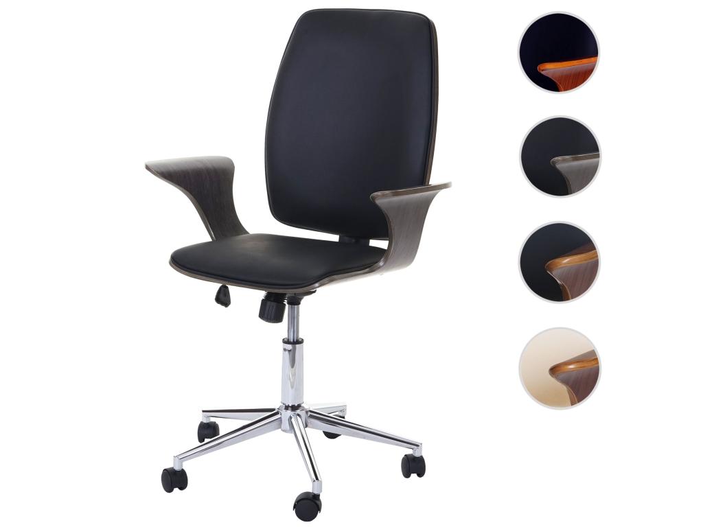Nidchicshop-C54 office chair, walnut wood design, black fabric, 98112JFRR