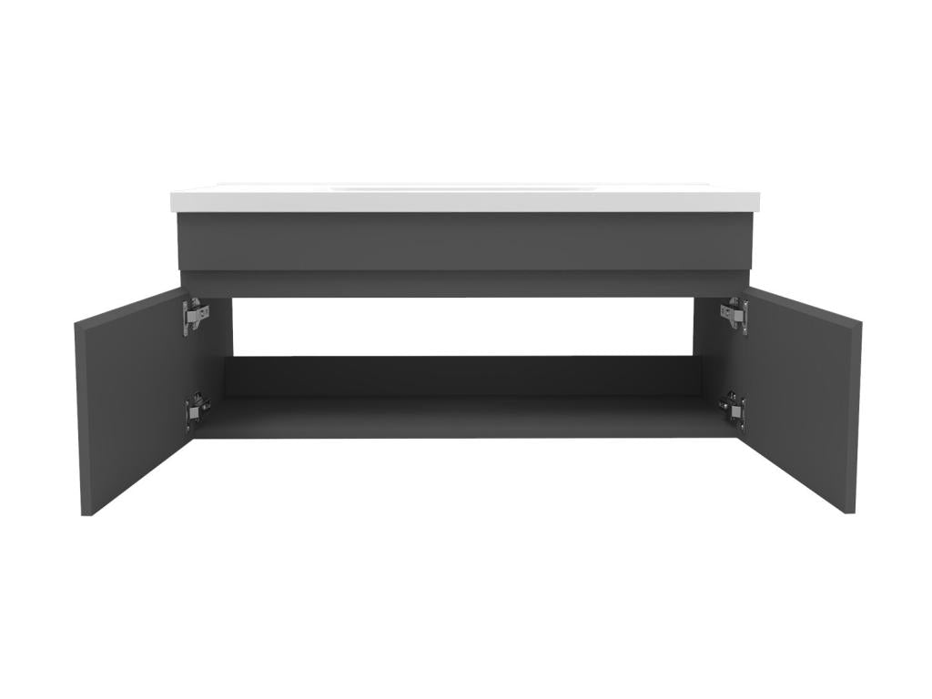 Bathroom vanity unit 100cm with pedestal sink, illuminated mirror, Anthracite 05499GBUL