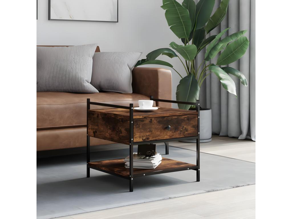 Smoked oak coffee table 50x50x50 cm engineered wood 35839WCYB