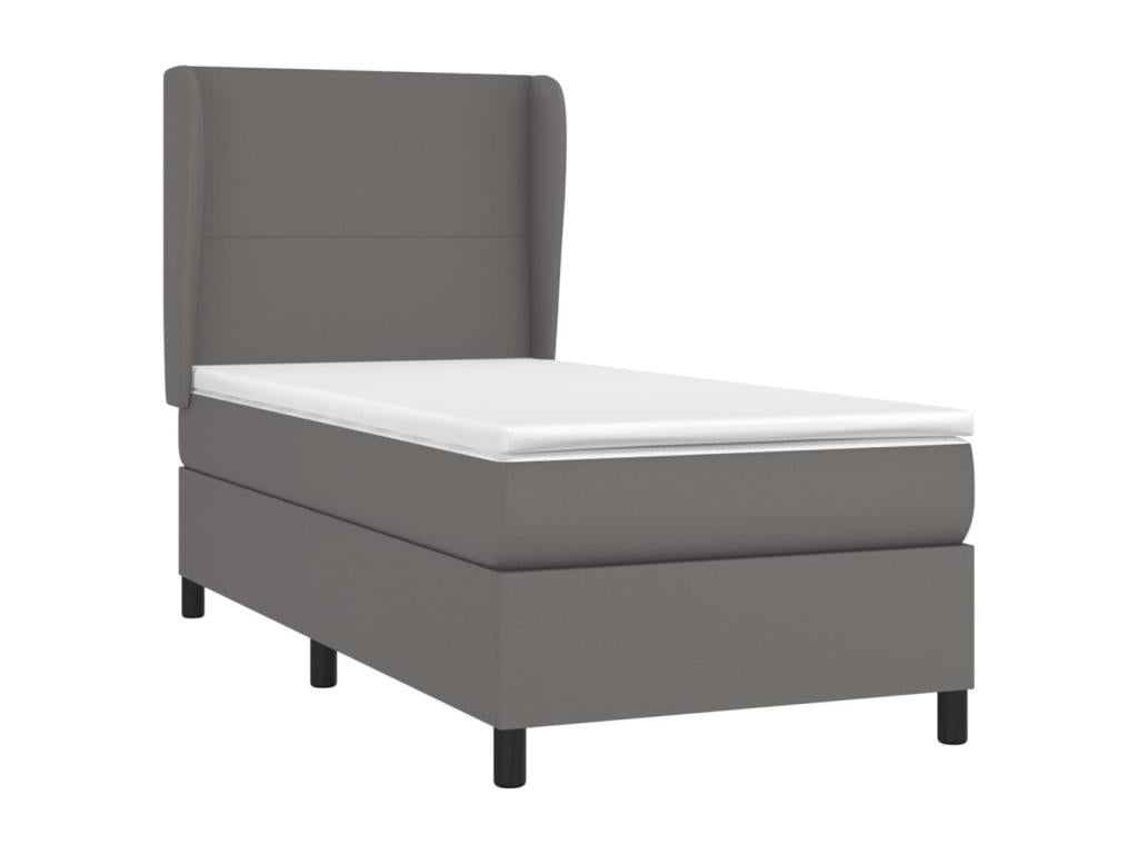 Nidchicshop bed base with mattress, Grey 80x200 Faux Leather 21751MGTB