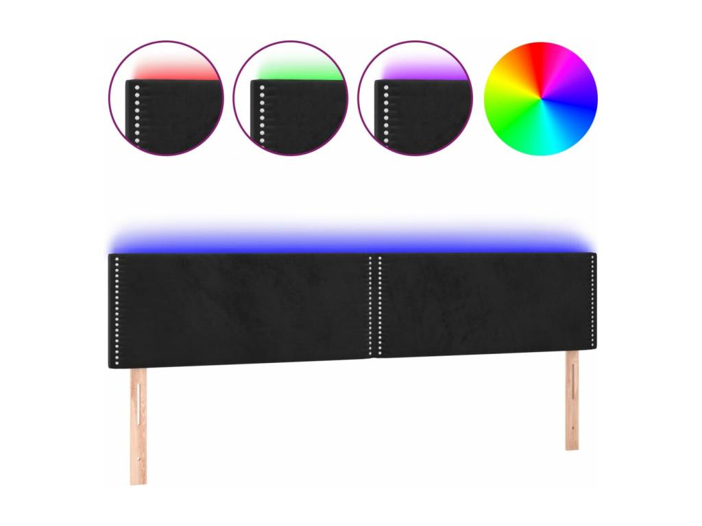 Black LED Headboard 200x5x78/88 cm Velvet 58411EWCQ