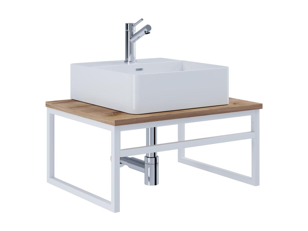 Nidchicshop 2-piece bathroom vanity unit and sink set, wood and metal, industrial style, Nidchicshop white/honey oak 90928TJPB