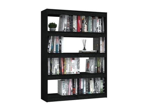 Black Room Divider/Bookcase 100x30x135.5 Solid Pine 87459ELXM