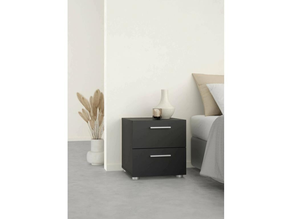 Nidchicshop Bedside Table, Low Chest of Drawers, Nightstand, Bedside Shelf, 40x40cm h42cm, Black, 38035PRRE