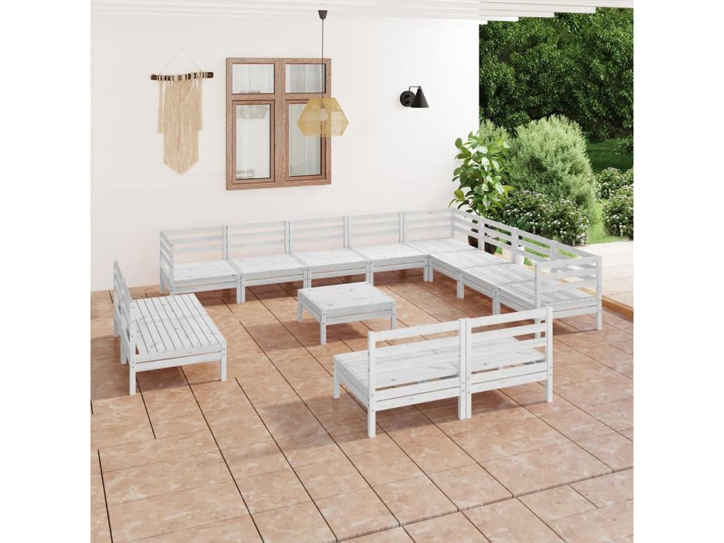 13-piece garden furniture set, solid pine wood, white, 26938IMJO