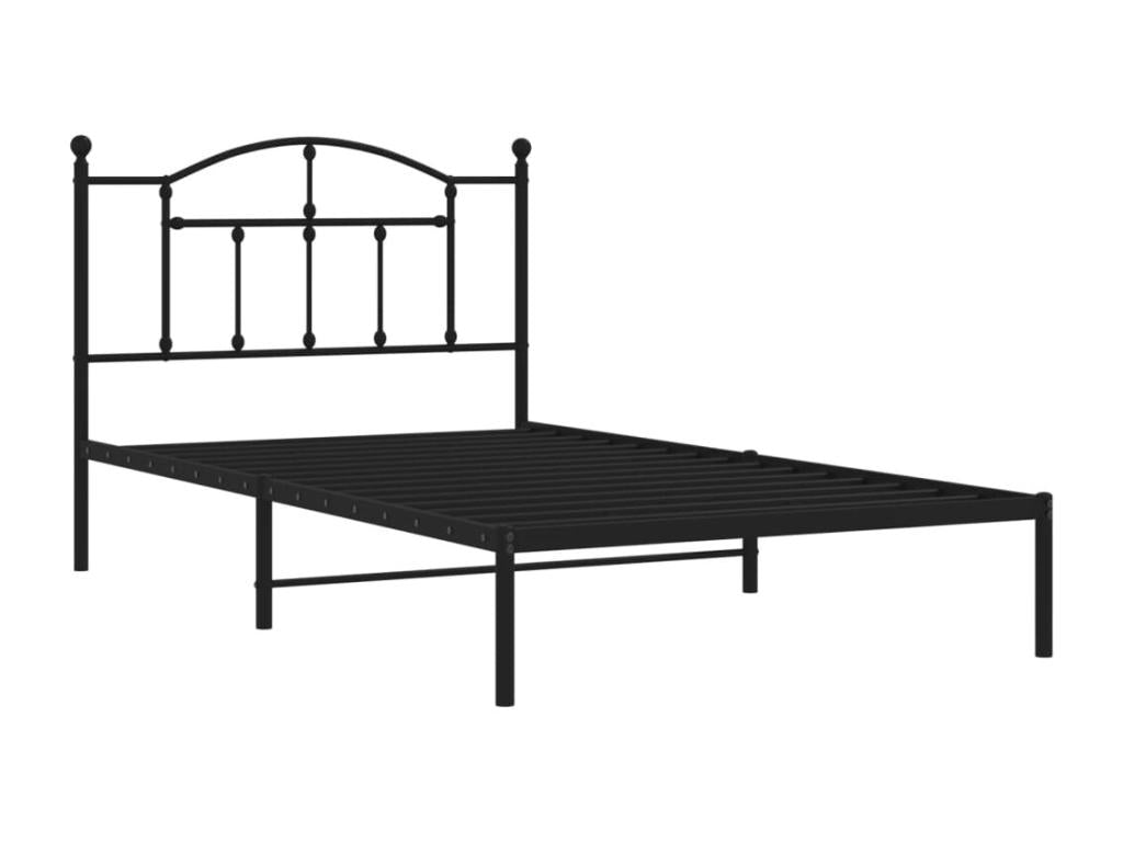 Metal bed frame with black headboard 107x203 87554OCRQ