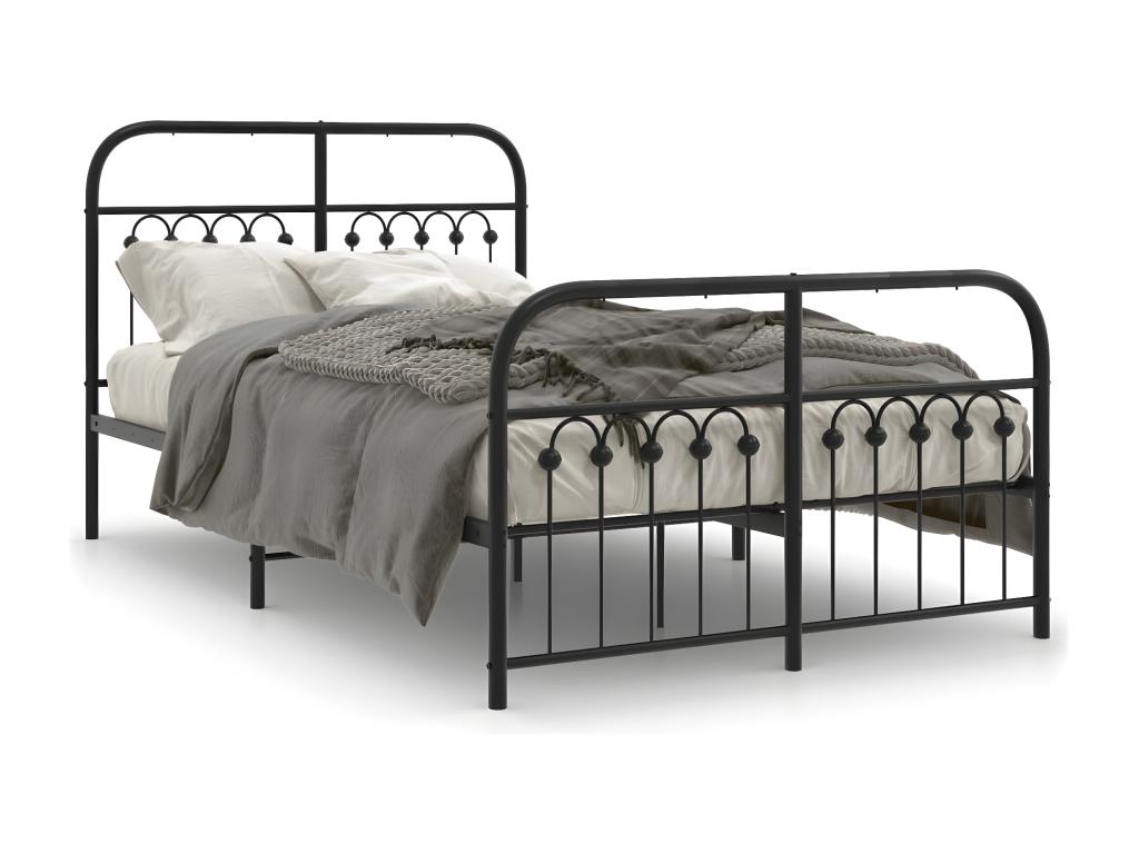 Metal bed frame with headboard/footboard, black, 120x200 cm, 68546FPEZ