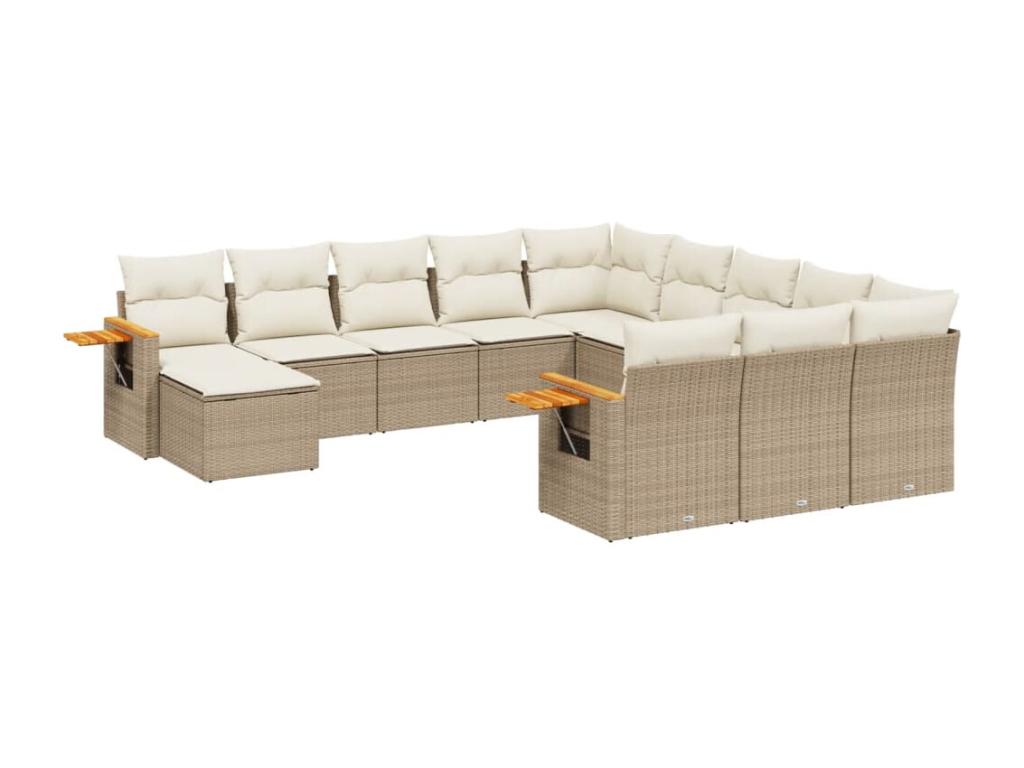 11-piece garden furniture set with beige resin wicker cushions 94838MOIU