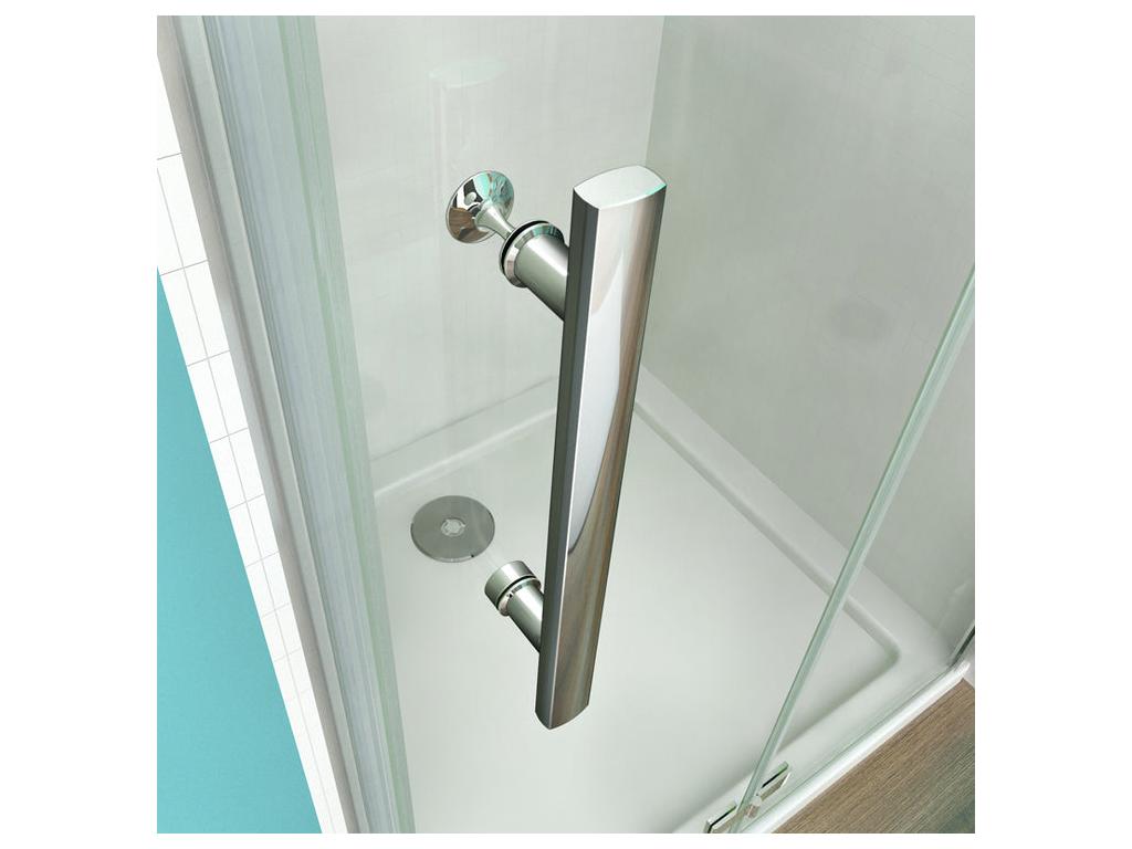 Pivoting and folding shower enclosure 110x80x185cm in 6mm anti-limescale glass, shower door, side panel with fixed corner bar 15858AFHP
