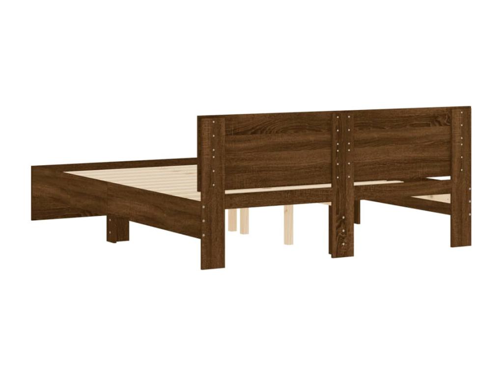 Bed frame with brown oak headboard, 140x190 cm, 80422JGKO