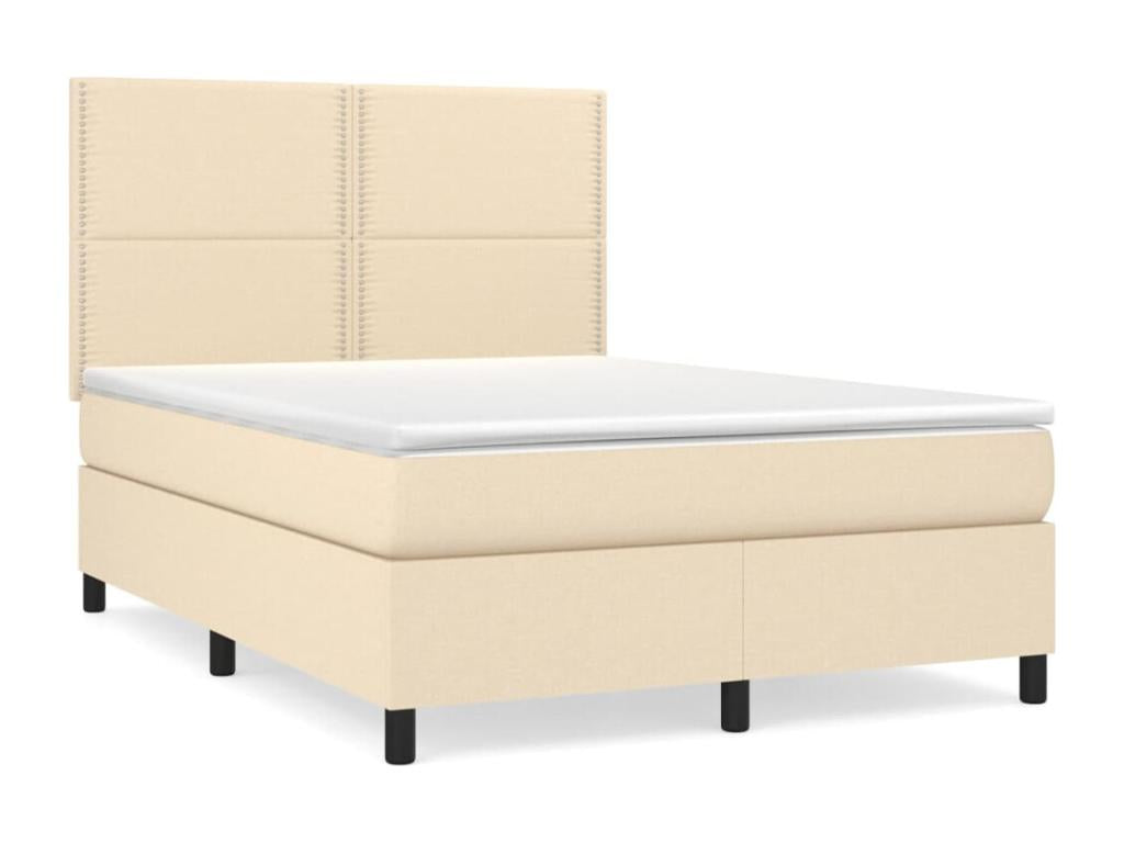Upholstered bed base with mattress, Cream, 140x200 cm, Fabric 58952GAWK