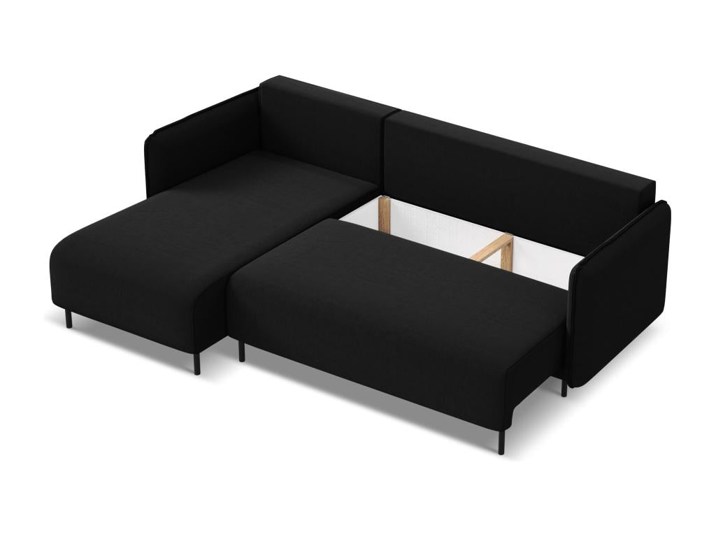 Left-hand corner convertible sofa in velvet - black - Nidchicshop 71067ITQH