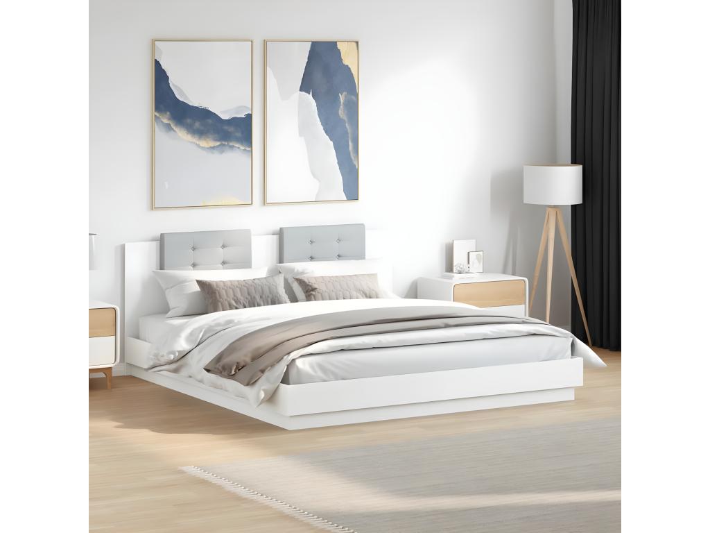 White bed frame without mattress, 160x200 cm, 00053JPXH